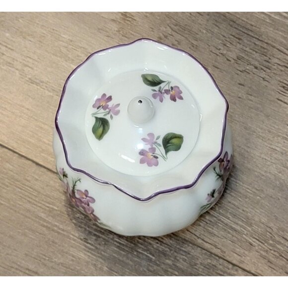 Vintage Reutter Porzellan Porcelain Germany Floral Round Trinket Box & Lid - Picture 3 of 12